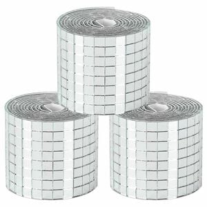 vidaXL Spiegelmoza&iuml;ek Tegel Geometrisch 3 st Zilver 100 x 4 cm Glas