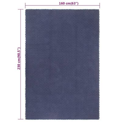 vidaXL Vloerkleed rechthoekig 160x230 cm katoen marineblauw