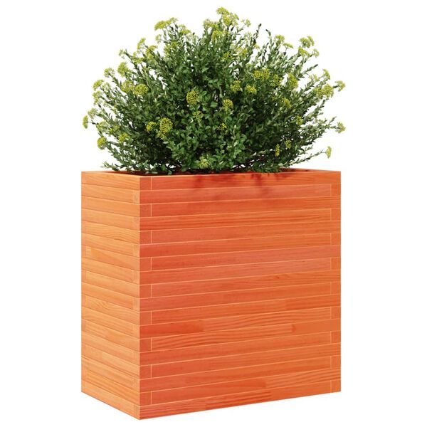 vidaXL Plantenbak 70x40x68,5 cm massief grenenhout wasbruin