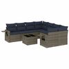 vidaXL 9-delige tuinbankset met kussens, grijs polyrotan