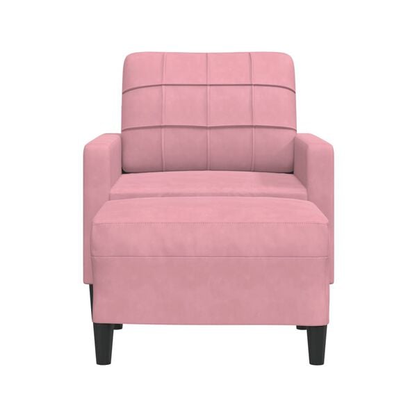 vidaXL Fauteuil met voetenbank 60 cm fluweel roze