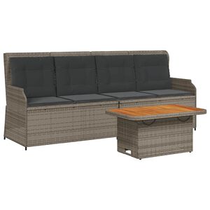 vidaXL 3-delige Loungeset met kussens poly rattan grijs