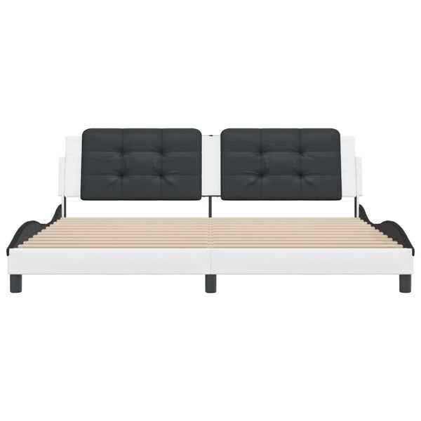 vidaXL Bedframe zonder matras "Zadar" kunstleer wit en zwart 200x200 cm
