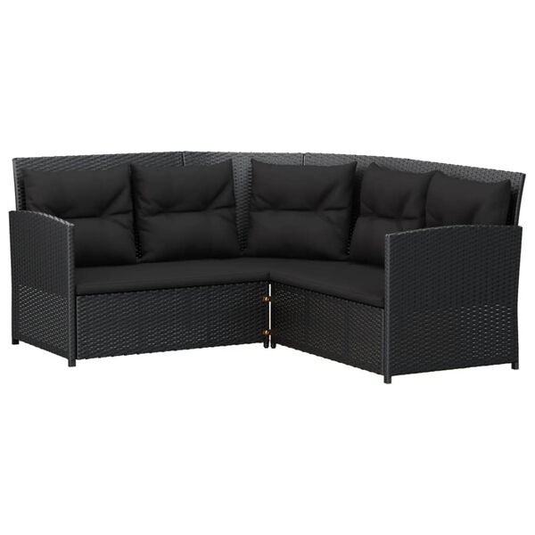 vidaXL 2-delige Loungeset met kussens L-vormig poly rattan zwart