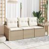 vidaXL Bankstel met kussen 3 pcs Beige poly rattan