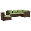 vidaXL 5-delige Loungeset met kussens poly rattan bruin