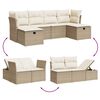 vidaXL 6-delige Loungeset met kussens poly rattan beige