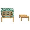 vidaXL Bankstel met kussen Blad 2 pcs Bladpatroon Massief Acaciahout
