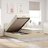 vidaXL Ottoman bed met matrassen en LED's 200x200cm stof cr&egrave;mekleurig
