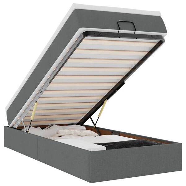 vidaXL Ottoman bed met matras 80x200cm stof donkergrijs