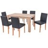 vidaXL Eettafel met stoelen kunstleer en eikenhout zwart 7 st