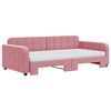 vidaXL Slaapbank onderschuifbed en matrassen 100x200 cm fluweel roze