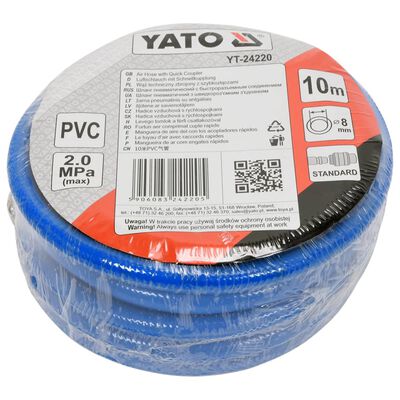YATO Luchtslang met koppeling PVC 8 mm x 10 m blauw