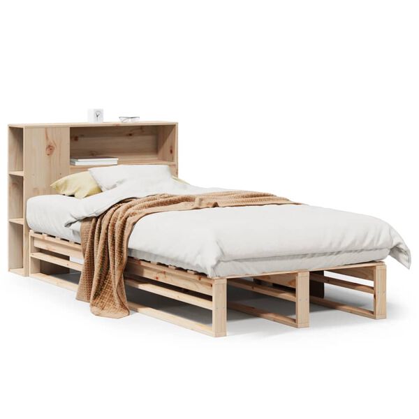 vidaXL Bed met boekenkast zonder matras massief hout 90x200 cm