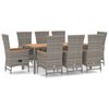 vidaXL 9-delige Tuinset met kussens poly rattan grijs