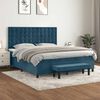 vidaXL Boxspring met matras fluweel donkerblauw 160x200 cm