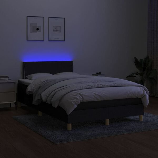 vidaXL Boxspring met matras en LED stof zwart 120x200 cm