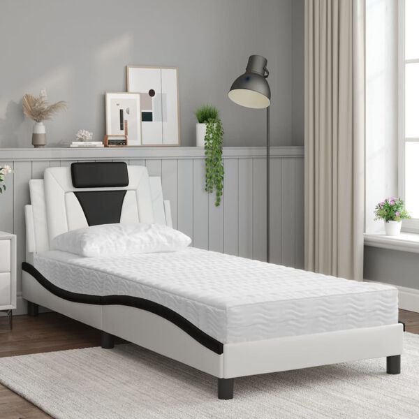 vidaXL Bed "Viana" met matras kunstleer zwart en wit 80x200 cm