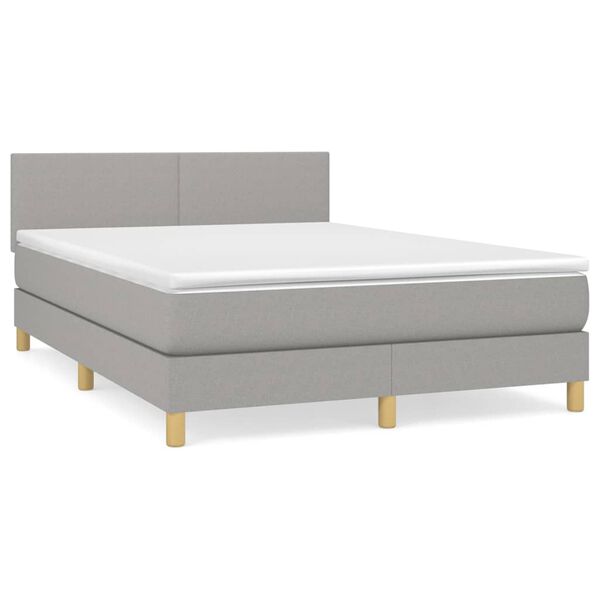 vidaXL Boxspring met matras stof lichtgrijs 140x200 cm