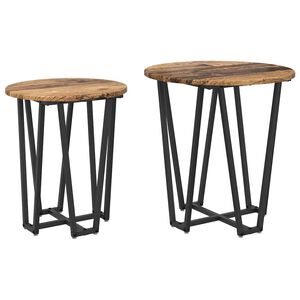 vidaXL Bijzettafelset 2 st Oud Hout en Zwart 50 x 50 x 50,5 cm