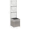 vidaXL Latwerkplantenbak verhoogd met 1 pot 30x30x107 cm rattan grijs