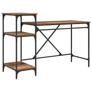 vidaXL Bureau Oud Hout 135 x 50 x 90 cm Bewerkt hout