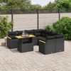 vidaXL 9-delige Loungeset met kussens poly rattan zwart