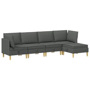 vidaXL Modulaire Sofa Set met Opslag 5 pcs Donkergrijs Stof