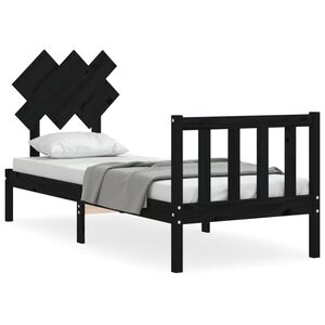 vidaXL Bedframe met hoofdbord massief hout zwart