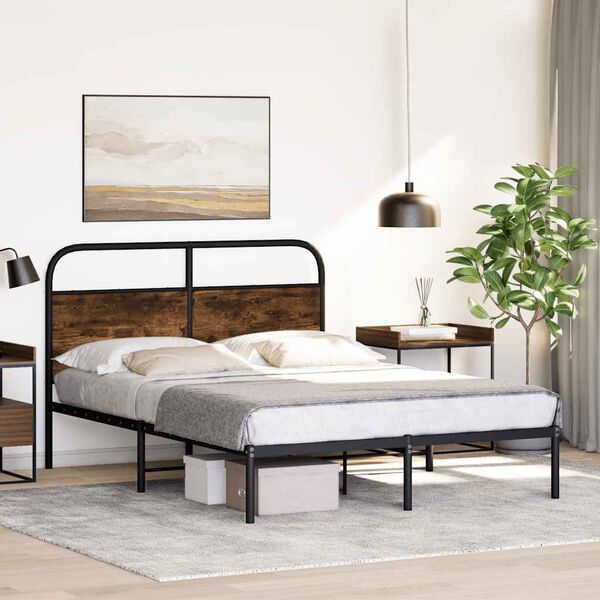 vidaXL Bedframe zonder matras bewerkt hout gerookt eiken 120x200 cm
