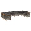 vidaXL 10-delige Loungeset met kussens poly rattan grijs