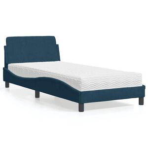 vidaXL Bed met matras "Dover" fluweel blauw 90x190 cm