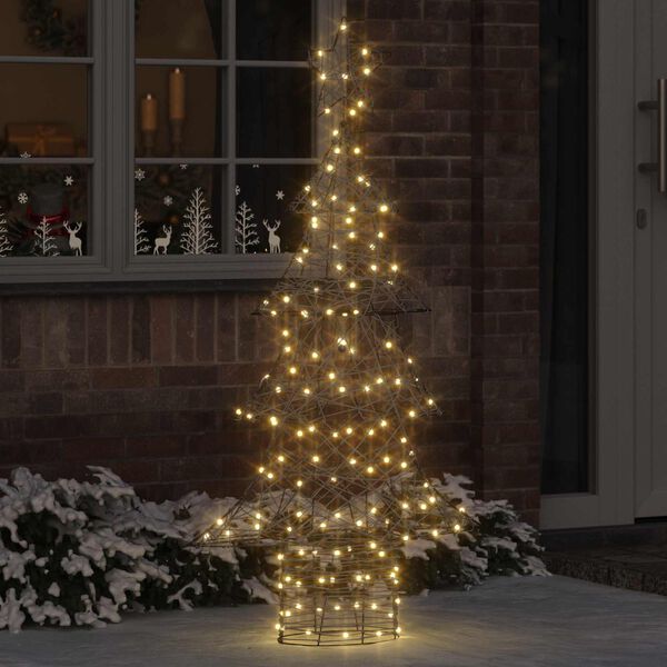 vidaXL Kerstboom met 160 LED Warmwit 150 cm Rattan