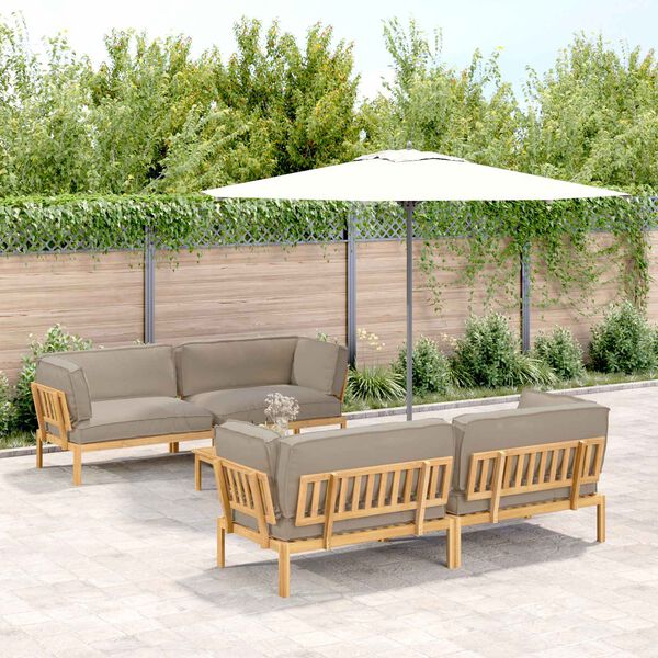 vidaXL Bankstel met kussen Effen 5 pcs Taupe Massief Acaciahout