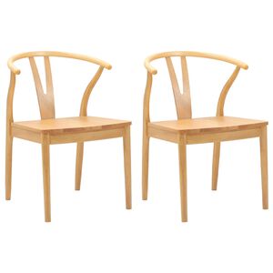 vidaXL Eetkamerstoel 2 st Massief Rubberhout Naturel 54,5 x 58 x 77 cm