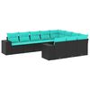 vidaXL 10-delige tuinbankset met kussens van zwart polyrotan