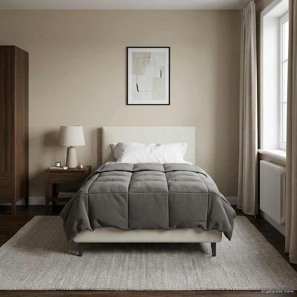 vidaXL Zomerdekbed Gekwilt Lichtgrijs 135 x 220 cm Microfiber