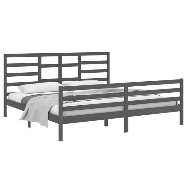 vidaXL Bedframe massief hout grijs 200x200 cm