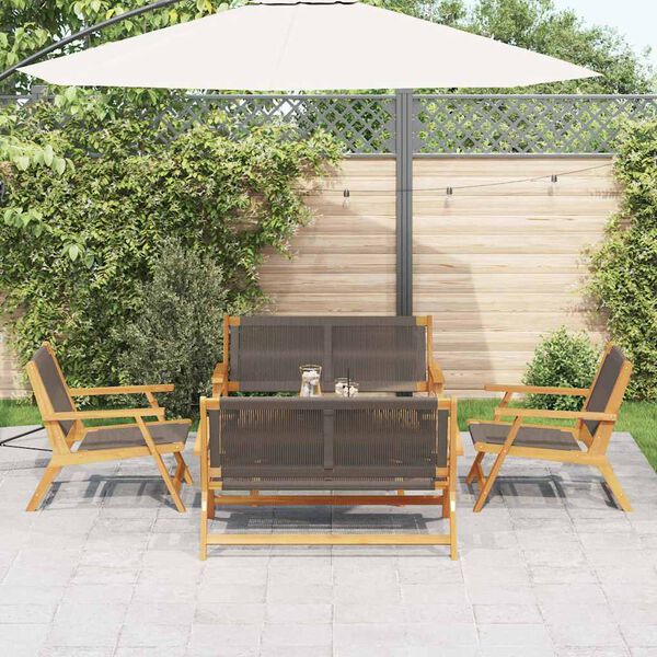 vidaXL Tuinstoelen met Tafel 5 pcs Grijs Massief acaciahout