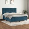 vidaXL Boxspring met matras fluweel donkerblauw 180x200 cm