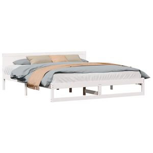 vidaXL Bedframe met hoofdeinde Wit 200 x 200 cm Massief grenenhout