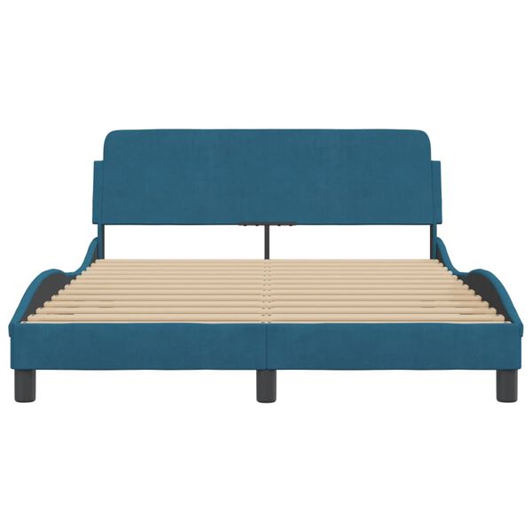 vidaXL Bedframe met hoofdeinde "Dover" fluweel blauw 140x190 cm