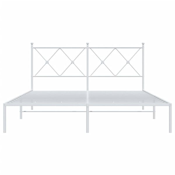 vidaXL Bedframe met hoofdbord metaal wit 160x200 cm