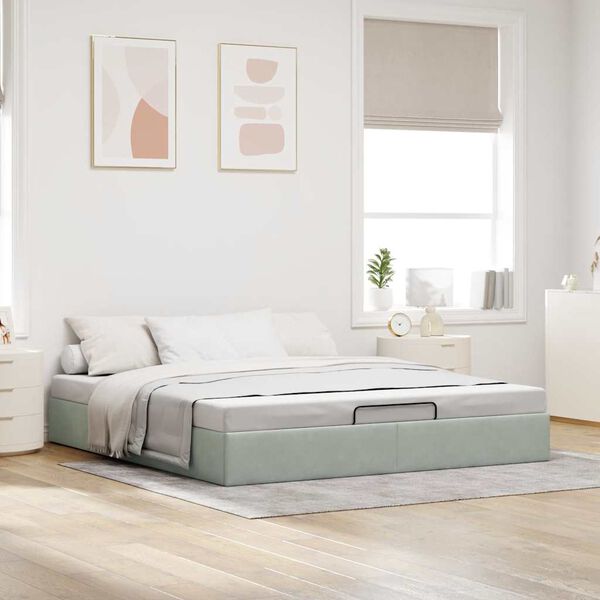 vidaXL Ottoman bedframe zonder matras 200x200 cm fluweel lichtgrijs