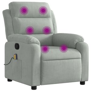 vidaXL Massagestoel lichtgrijs fluweel