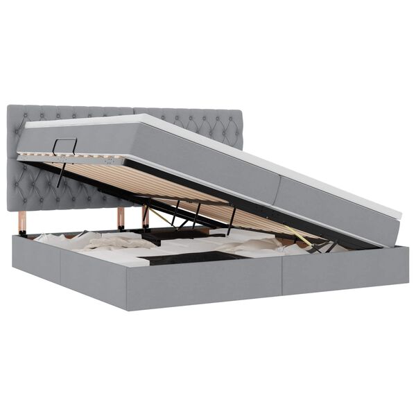 vidaXL Opslag bed met matras Lichtgrijs 200 x 200 cm Polyester