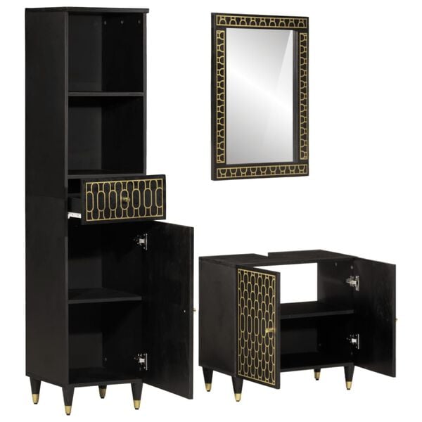 vidaXL 3-delige Badkamermeubelset massief mangohout