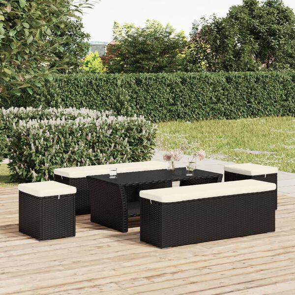 vidaXL Hockers met kussens 2 st 40x30x40 cm poly rattan zwart