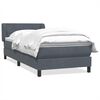 vidaXL Boxspring met matras fluweel donkergrijs 90x220 cm