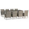 vidaXL 9-delige Tuinset met kussens poly rattan grijs